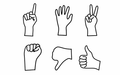 Vector Lineart Icon Hand Gesture