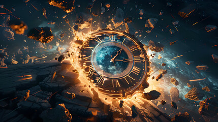 clock in space, time concept