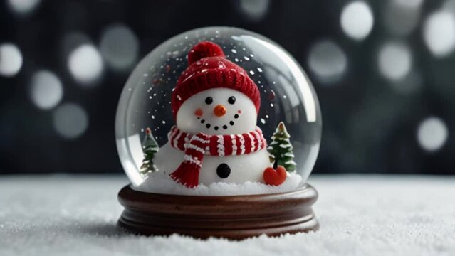 Nesting doll on white background, showpiece with iceman Santa inside happy smiling in winter with snow around, Christmas gift Generative AI