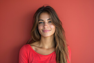Fototapeta premium A close up portrait of a young woman with a subtle smile
