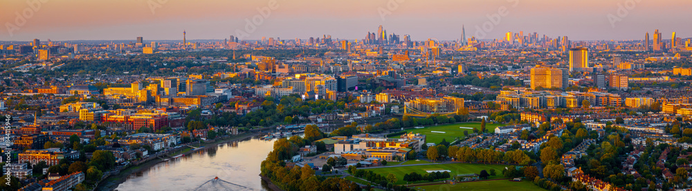 Sticker aerial view of the city of london cityscape at sunset, england