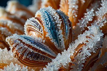 Macro Shot of Sea Salt Crystals with Geometric Shapes and Pearlescent Texture
