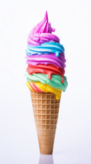 rainbow ice cream, white background