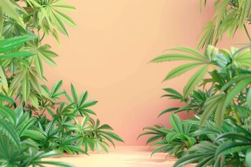 Tropical Hemp, Cannabis Jungle Paradise with Lush Green Foliage - Dreamy Botanical Theme for Posters, Wallpapers, and Nature Prints