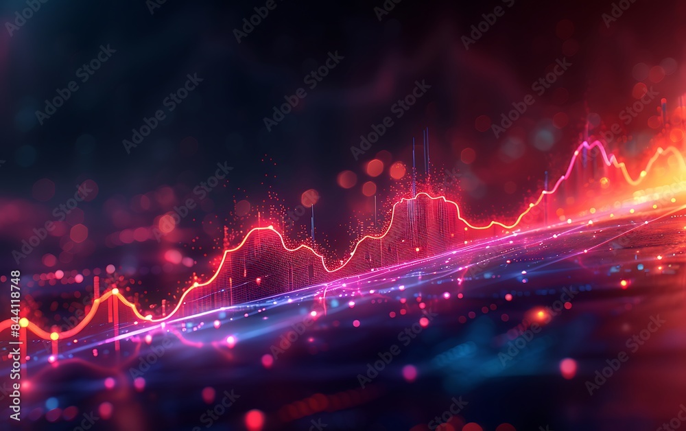 Poster dynamic financial graph display in vibrant colors