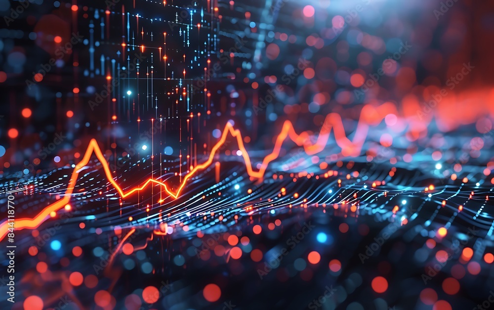Poster Dynamic financial graph display in vibrant colors