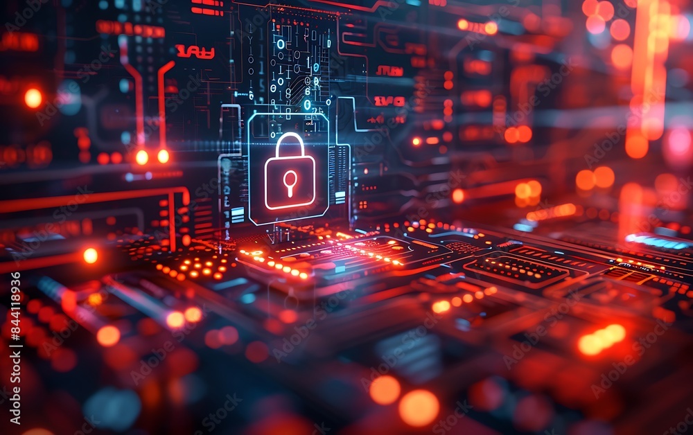 Fototapete secure screen focus on two-factor authentication details
