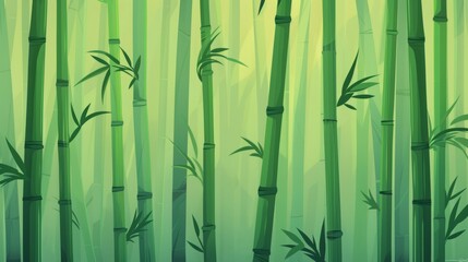 Anime-style flat design depicting a peaceful bamboo forest