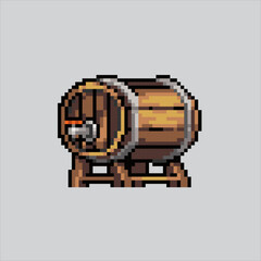 Pixel art illustration Rum Barrel. Pixelated Wood Barrel. Wood Room Barrel pixelated for the pixel art game and icon for website and video game. old school retro.