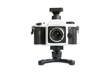 White DSLR Camera on Tripod