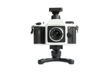 White DSLR Camera on Tripod