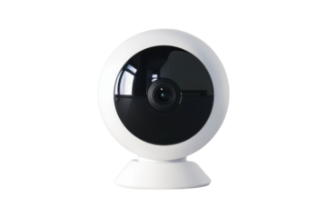 White Security Camera with Black Lens