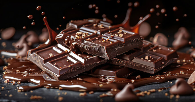 A tempting spread of delicious chocolate with splashes, perfect for indulging on World Chocolate Day or any other celebration.