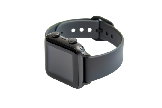 Black Smartwatch with Black Strap isolated on white background