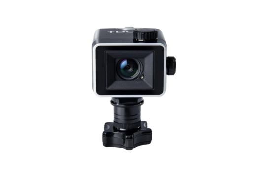Black Action Camera with Tripod Mount