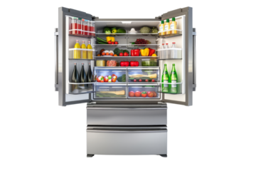 Open Refrigerator Full of Food and Drinks