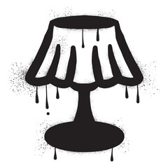 Lampshade with black spray paint graffiti style