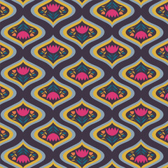 floral geometric vector block print digital seamless pattern