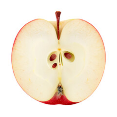 A realistic slice of apple showing the crisp red skin