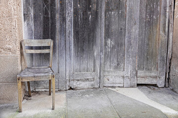old worn wooden chair