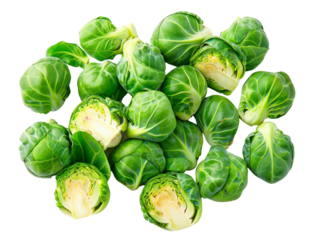 Fresh Brussels sprouts isolated on a white background. A healthy green vegetable rich in nutrients, perfect for various culinary dishes.