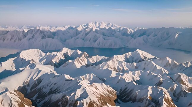 Zagros Mountain Range: Iran&rsquo;s Majestic Snow-Capped Peaks near Yazd. Aerial Photography