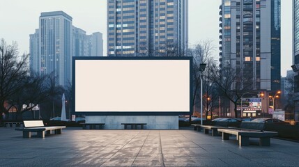 A big digital screen for outdoor media with a blank advertising mockup in an urban city