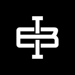 Initial letters B and I, BI, IH, logo, overlapping, monogram, white color on black background	