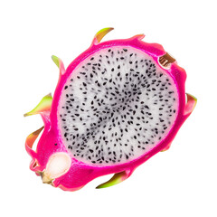 A single slice of dragon fruit revealing its vibrant
