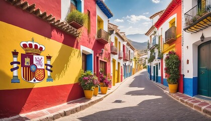 Fototapeta premium Colorful Spanish Street with Traditional Decorations