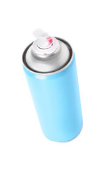 One light blue spray paint can isolated on white