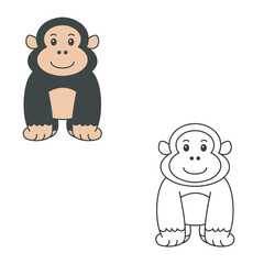 cartoon gorilla drawing with line art style. simple design outline style. easy to edit. vector illustrations