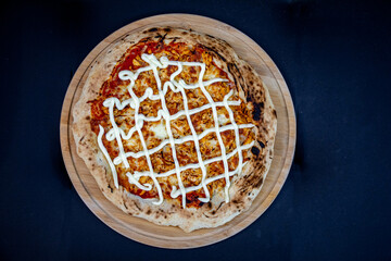 Traditional Brazilian chicken pizza with catupiry