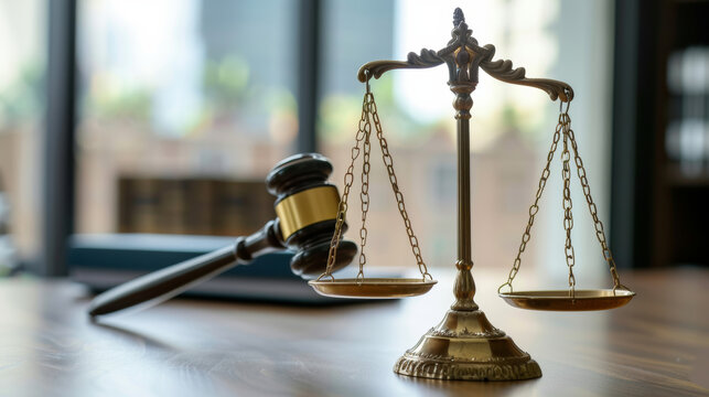 Concepts of law, Judge gavel with scales of justice - Powered by Adobe