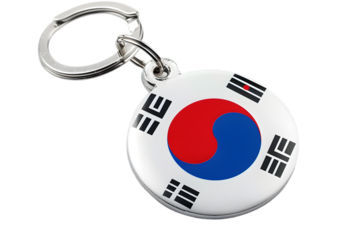 Keychain with south korea flag, PNG image, isolated
