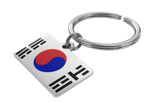Keychain with south korea flag, PNG image, isolated