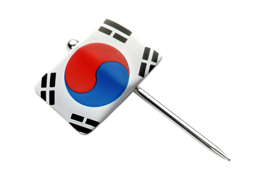 south korea flag in a Pin, PNG image, isolated
