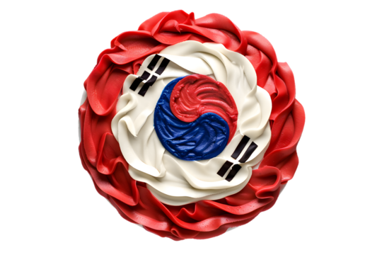 south korea flag made of cake, PNG image, isolated