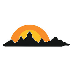 Sunset cute sticker isolated on transparent background png royalty-free image. Free for use & download.
