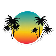 Sunset cute sticker isolated on transparent background png royalty-free image. Free for use & download.
