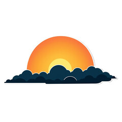 Sunset cute sticker isolated on transparent background