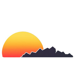 Sunset cute sticker isolated on transparent background