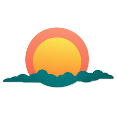 Sunset cute sticker isolated on transparent background