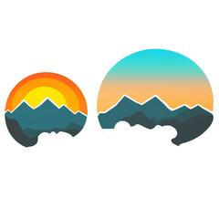 Sunset cute sticker isolated on transparent background