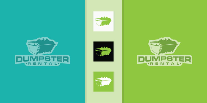 collection of vector logo designs for dumpster rental or dumpster removal and cleaning concept. Trash can company logo design template
