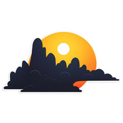 Sunset cute sticker isolated on transparent background