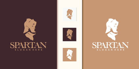 Luxury Spartan warrior helmet logo collection, Elite Warrior logo template design. soldier costume
