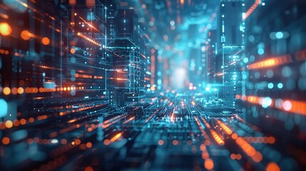 Binary code running through a circuit board. AIG535