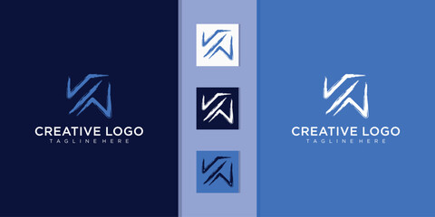Brush K Letter with Check Mark. Graphic symbol for company
