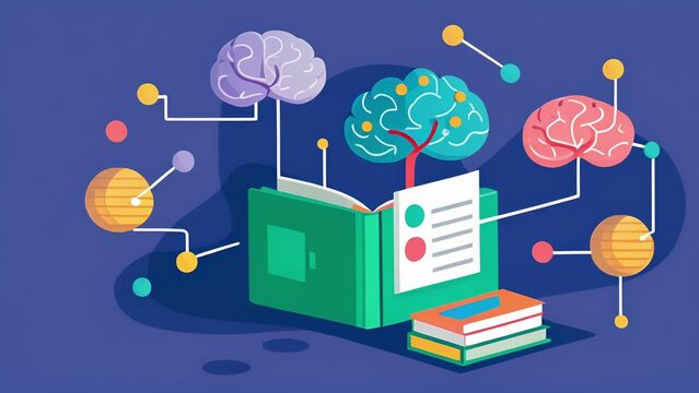 A neuroscience journal uses 3D models and animations to better demonstrate the connections between brain regions in a study on memory formation.. 2d flat cartoon